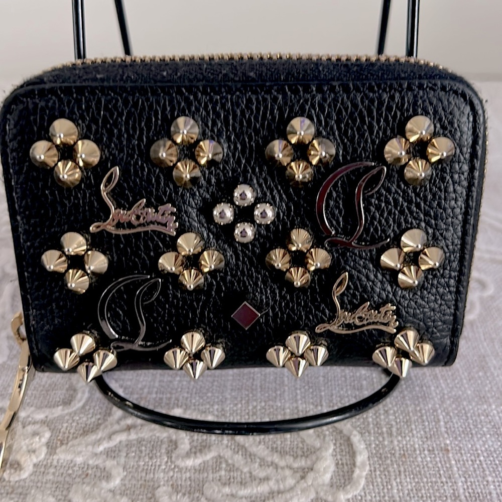 Christian Louboutin Authentic Panettone Studded Black Leather Wallet - Picture 6 of 16